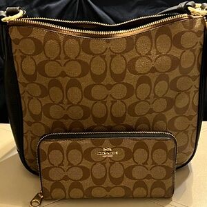 Coach File Bag and Multi pocket Wallet with Zipper